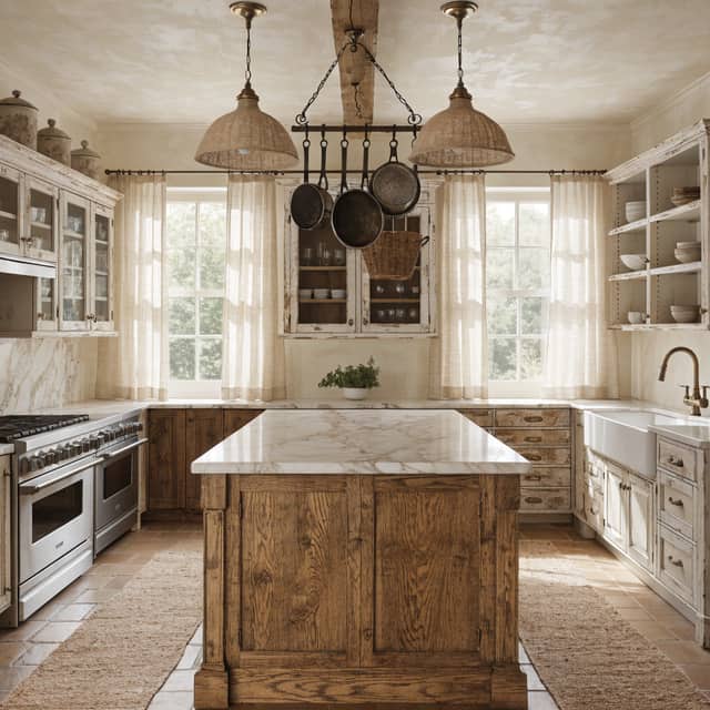 French Country AI kitchen design style